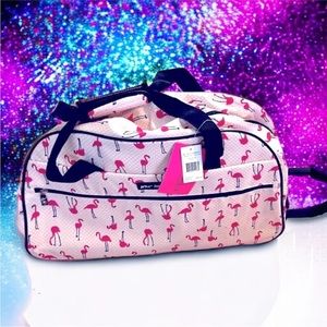 Betsey Johnson Designer Carry On Rolling Duffel Bag In Flamingo  Strut RV $160